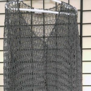 Open Work Crochet Silver Cardigan
